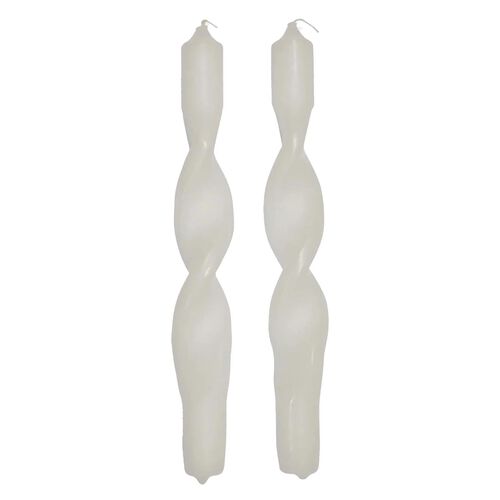 Broste Candle Twist Giftboxed Set Of 2 - Pure White